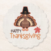 Happy Thanksgiving Niedlich Pilgrim Türkei Untersetzer (Vorderseite)