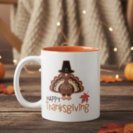 Happy Thanksgiving Niedlich Pilgrim Türkei Zweifarbige Tasse