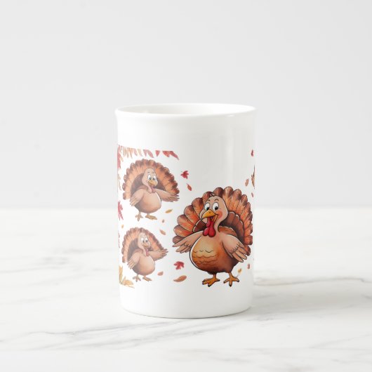 Happy Thanksgiving Niedlich Türkei Porzellantasse (Vorderseite)