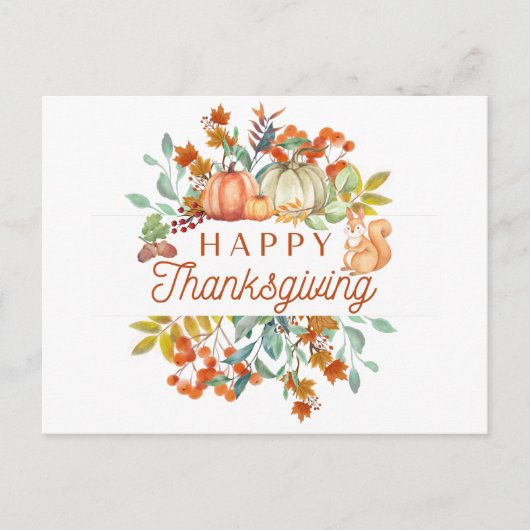 Happy Thanksgiving Niedliche Natur Postkarte (Vorderseite)