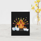 Happy Thanksgiving Niedliche Türkei Teeth Toothbru Karte (Gelbe Blume)