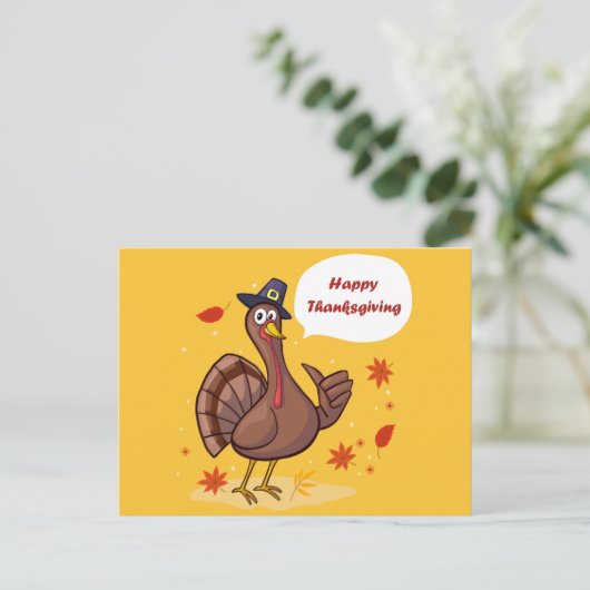 Happy Thanksgiving Niedlichen Cartoon Türkei Postkarte (Stehend Vorderseite)