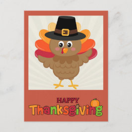 Happy Thanksgiving Niedlichen Cartoon Türkei Postkarte