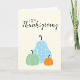 Happy Thanksgiving Niedlichen Pumpkins Green Blue Karte