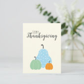 Happy Thanksgiving Niedlichen Pumpkins Green Blue  Postkarte (Stehend Vorderseite)