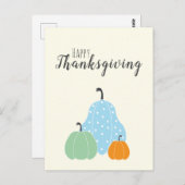 Happy Thanksgiving Niedlichen Pumpkins Green Blue  Postkarte (Vorne/Hinten)