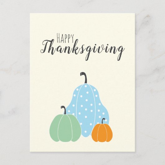 Happy Thanksgiving Niedlichen Pumpkins Green Blue  Postkarte (Vorderseite)