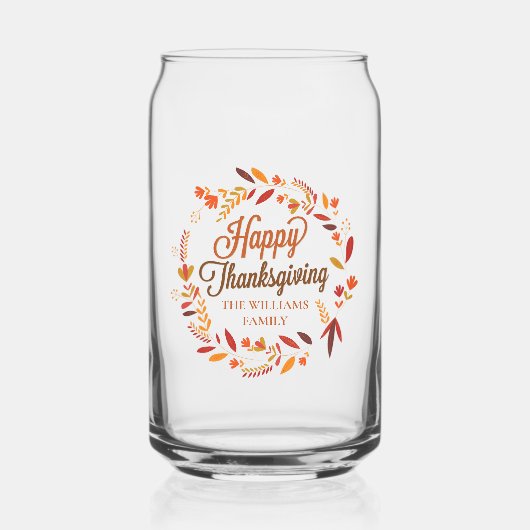 Happy Thanksgiving Niedlicher, benutzerdefinierter Dosenglas (Vorderseite)