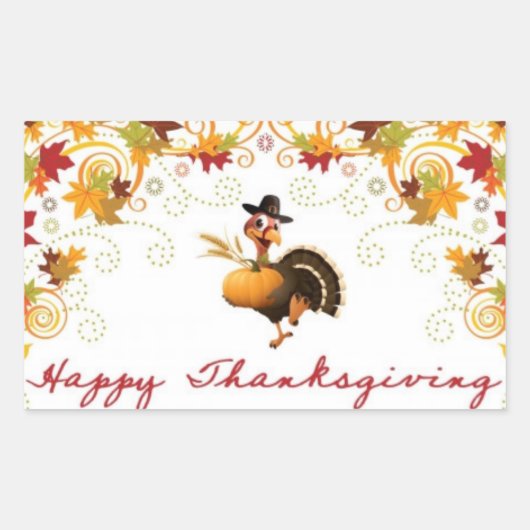 Happy Thanksgiving niedlicher Truthahnaufkleber Rechteckiger Aufkleber (Vorderseite)