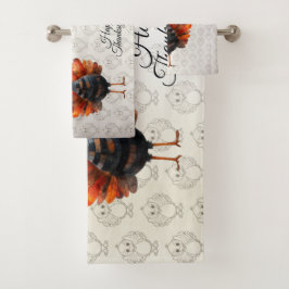 Happy Thanksgiving Niedliches farbiges Baby Türkei Badhandtuch Set