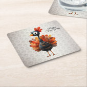 Happy Thanksgiving Niedliches farbiges Baby Türkei Rechteckiger Pappuntersetzer (angewinkelt)