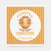 Happy Thanksgiving Niedliches türkisches Papier Na Serviette (Vorderseite)