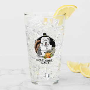 Happy Thanksgiving Old English Sheepdog Gray 1 Fun Glas