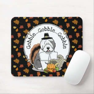 Happy Thanksgiving Old English Sheepdog Gray 1 Fun Mousepad