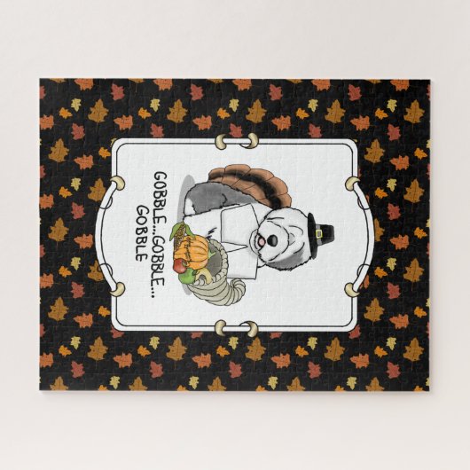 Happy Thanksgiving Old English Sheepdog Gray 1 Fun Puzzle (Horizontal)