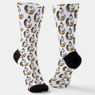 Happy Thanksgiving Old English Sheepdog Gray 1 Fun Socken