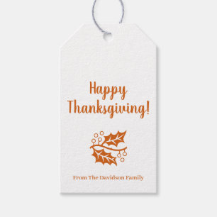 Happy Thanksgiving orange benutzerdefinierte Skrip Geschenkanhänger