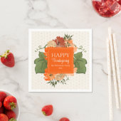 Happy Thanksgiving Orange Floral Custom Napkins Serviette (Beispiel)