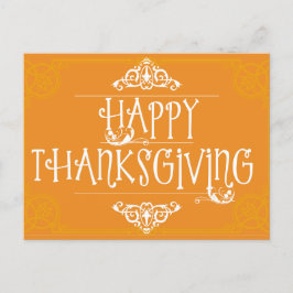 Happy Thanksgiving Orange Happy Postcard Postkarte