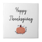 Happy Thanksgiving Orange Pumpkin Fliese (Vorderseite)
