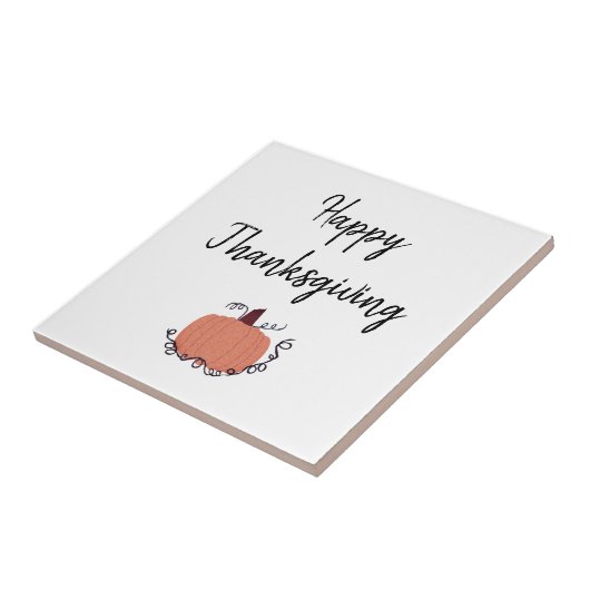 Happy Thanksgiving Orange Pumpkin Fliese (Seite)