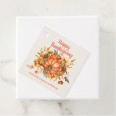 Happy Thanksgiving Orange Pumpkin Herbstlaub Name Geschenkanhänger (Beispiel)