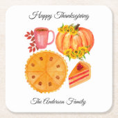Happy Thanksgiving Orange Pumpkin Spice Latte Rechteckiger Pappuntersetzer (Vorderseite)