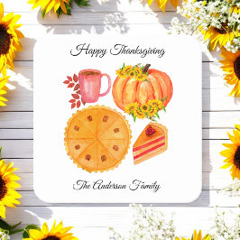 Happy Thanksgiving Orange Pumpkin Spice Latte Rechteckiger Pappuntersetzer