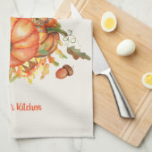 Happy Thanksgiving Orange Pumpkins Herbstlaub Geschirrtuch (Viertel Falte)