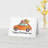 Happy Thanksgiving Orange Retro Fiat 500 Karte (Gelbe Blume)