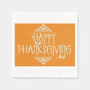 Happy Thanksgiving Orange Serviette