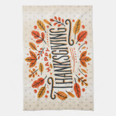 Happy Thanksgiving Orange Yellow Herbstlaubs Geschirrtuch (Vertikal)