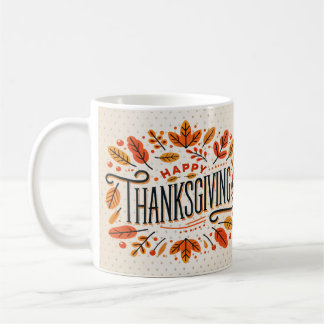 Happy Thanksgiving Orange Yellow Herbstlaubs Kaffeetasse