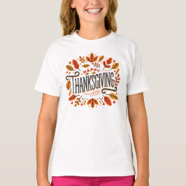 Happy Thanksgiving Orange Yellow Herbstlaubs Kinde T-Shirt