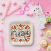 Happy Thanksgiving Orange Yellow Herbstlaubs Pappteller (Party)