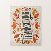 Happy Thanksgiving Orange Yellow Herbstlaubs Puzzle (Vertikal)