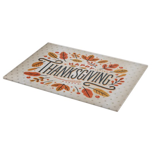 Happy Thanksgiving Orange Yellow Herbstlaubs Schneidebrett (Ecke)