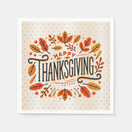 Happy Thanksgiving Orange Yellow Herbstlaubs Serviette