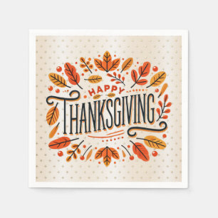 Happy Thanksgiving Orange Yellow Herbstlaubs Serviette