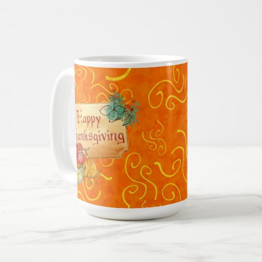 Happy Thanksgiving Orange Yellow Wirbel Tasse (Vorderseite Links)