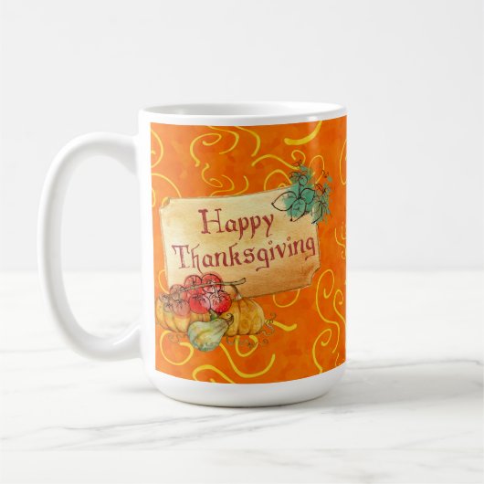 Happy Thanksgiving Orange Yellow Wirbel Tasse (Links)