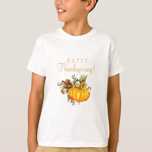 Happy Thanksgiving Orangenkürbis rustikaler Fall T-Shirt (Vorderseite)