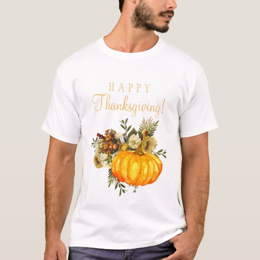 Happy Thanksgiving Orangenkürbis T-Shirt (Vorderseite)
