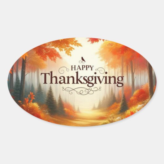 Happy Thanksgiving Ovaler Aufkleber (Vorderseite)