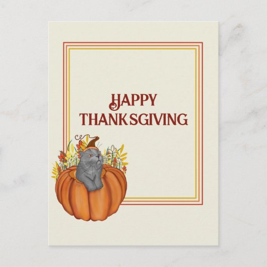 Happy Thanksgiving Pampkin, Katze Postkarte (Vorderseite)