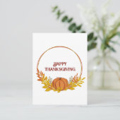 Happy Thanksgiving Pampkin Postkarte (Stehend Vorderseite)