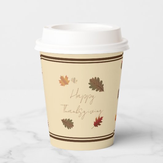 'Happy Thanksgiving' Paper Cup Set (mit Deckel) Pappbecher (Rückseite)