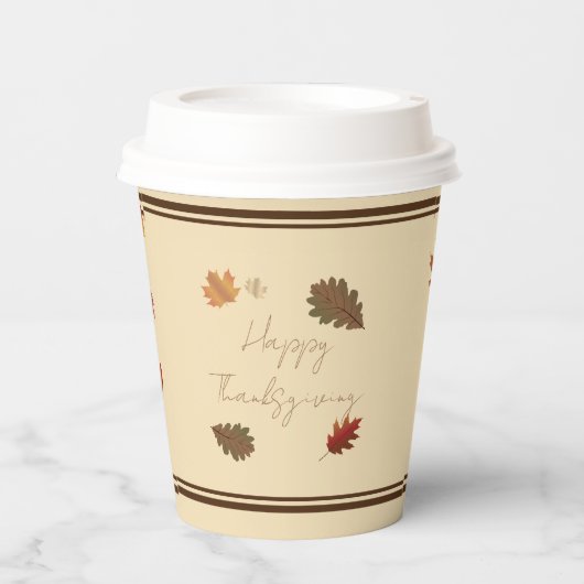 'Happy Thanksgiving' Paper Cup Set (mit Deckel) Pappbecher (Vorderseite)