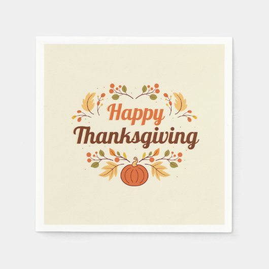 Happy Thanksgiving Paper Napkin Serviette (Vorderseite)
