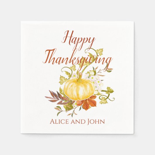 Happy Thanksgiving Paper Napkins Custom Serviette (Vorderseite)